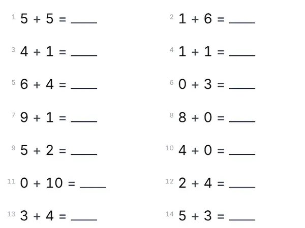 Example: Addition within 10