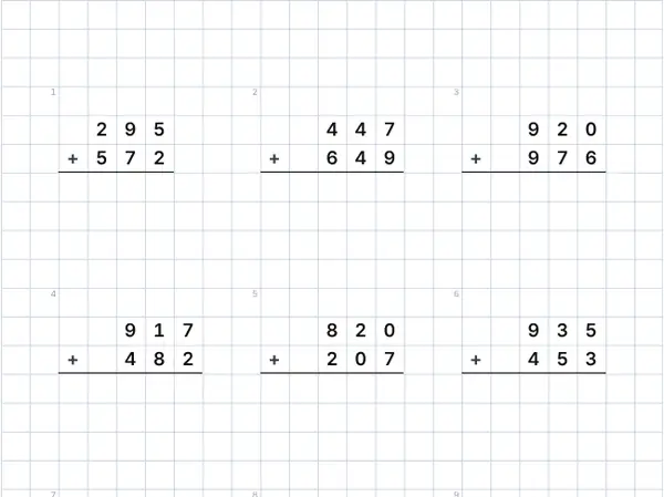 Beispielblatt: Schriftliche Addition