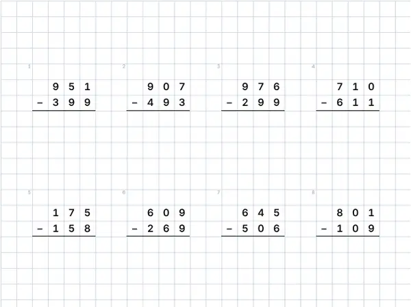 Example: Column subtraction