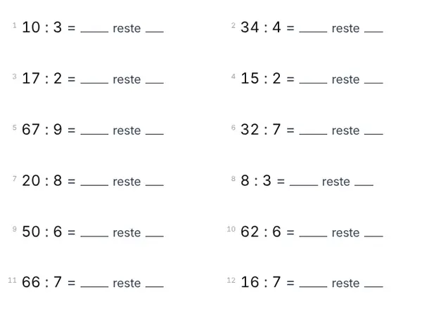 Exemple : Divisions avec reste