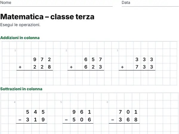 Esempio: Classe terza