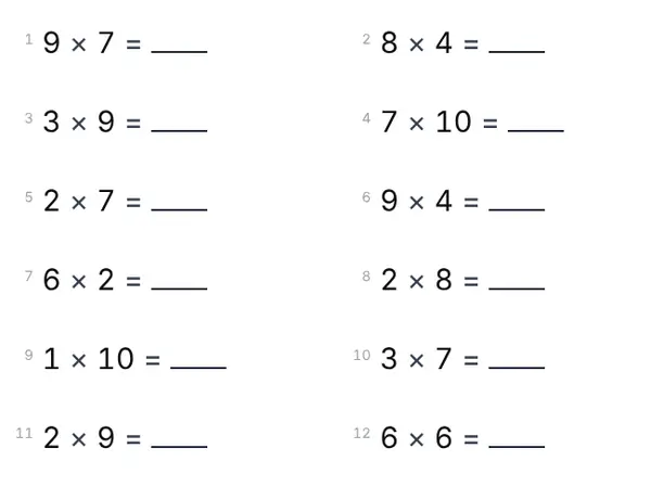 Exemple : Tables de multiplication
