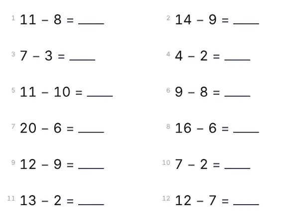 Exemple : Soustractions