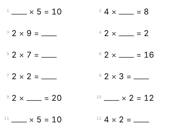 Ejemplo: Tabla del 2