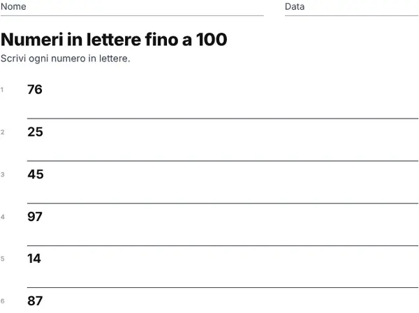 Esempio: Numeri in lettere